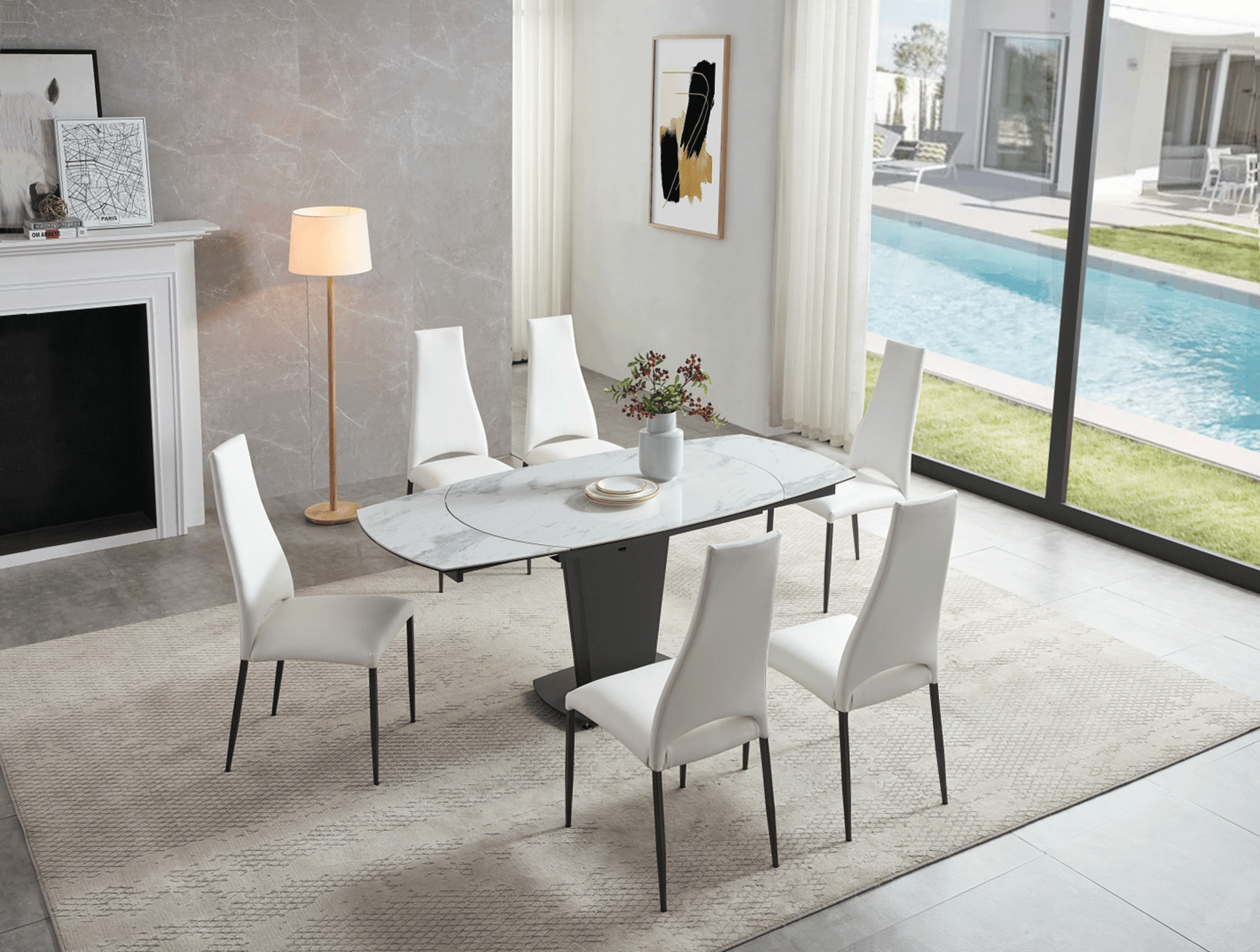 ESF Furniture - Extravaganza 2417 Dining Table White - 2417TABLEWHITE ESF Furniture