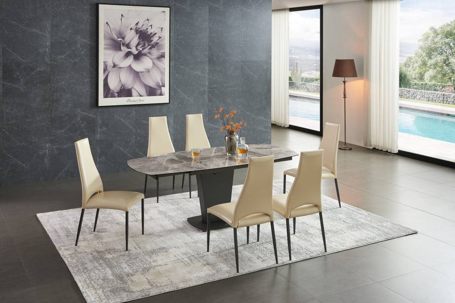 ESF Furniture - Extravaganza 2417 Dining Table Taupe - 2417TABLEBROWN ESF Furniture