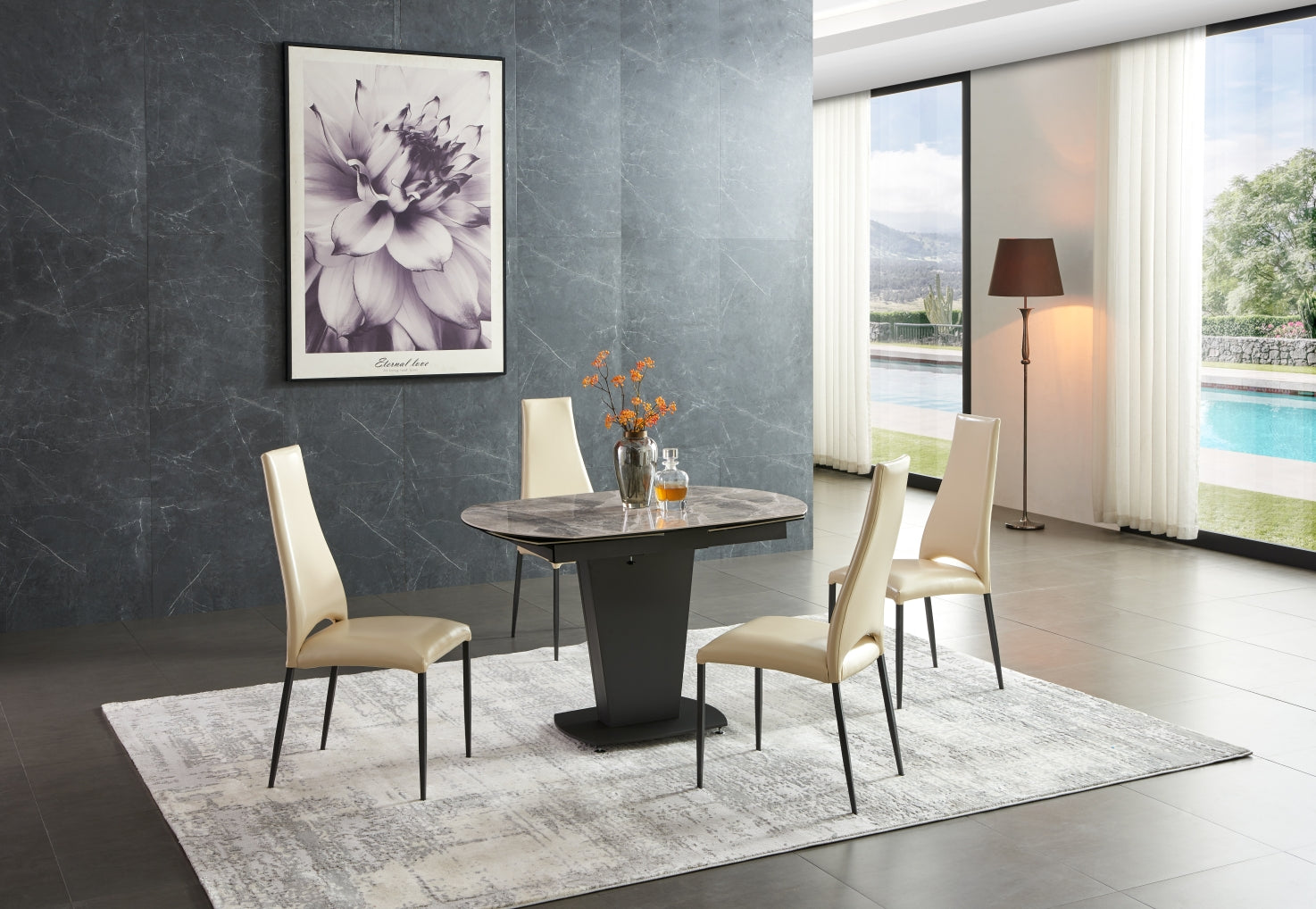 ESF Furniture - Extravaganza 2417 Dining Table Taupe - 2417TABLEBROWN ESF Furniture