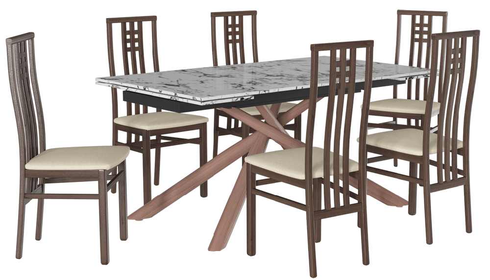 ESF Furniture - Extravaganza 9063 Dining Table with Scala Chairs - 9063-SCALA-6CHAIR ESF Furniture