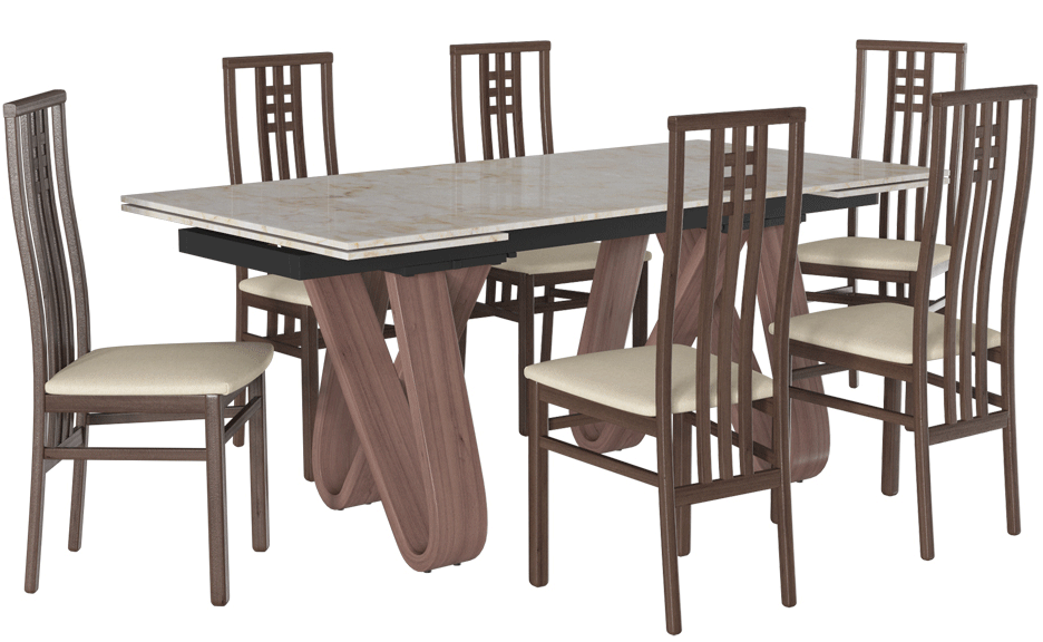 ESF Furniture - Extravaganza 9086 Dining Table with Scala Chairs - 9086-SCALA-6CHAIR ESF Furniture