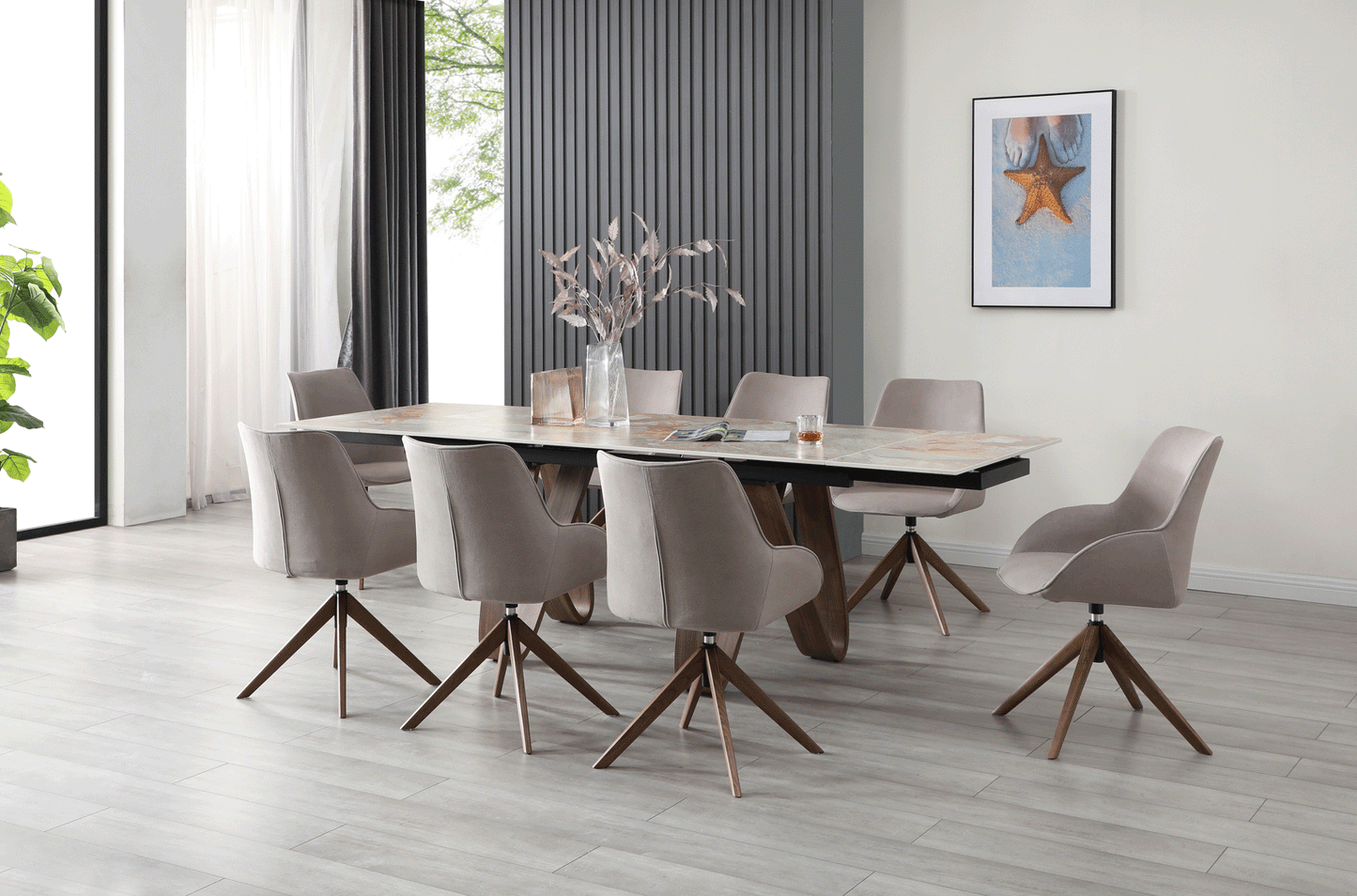 ESF Furniture - Extravaganza 9086 Dining Table with 1327 Swivel Chairs - 9086TABLE-1327-8CHAIR ESF Furniture