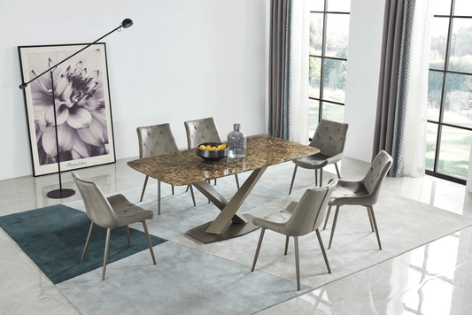 ESF Furniture - Extravaganza 311 Marble Dining Table with 137 Chairs - 311-137-4CHAIR ESF Furniture