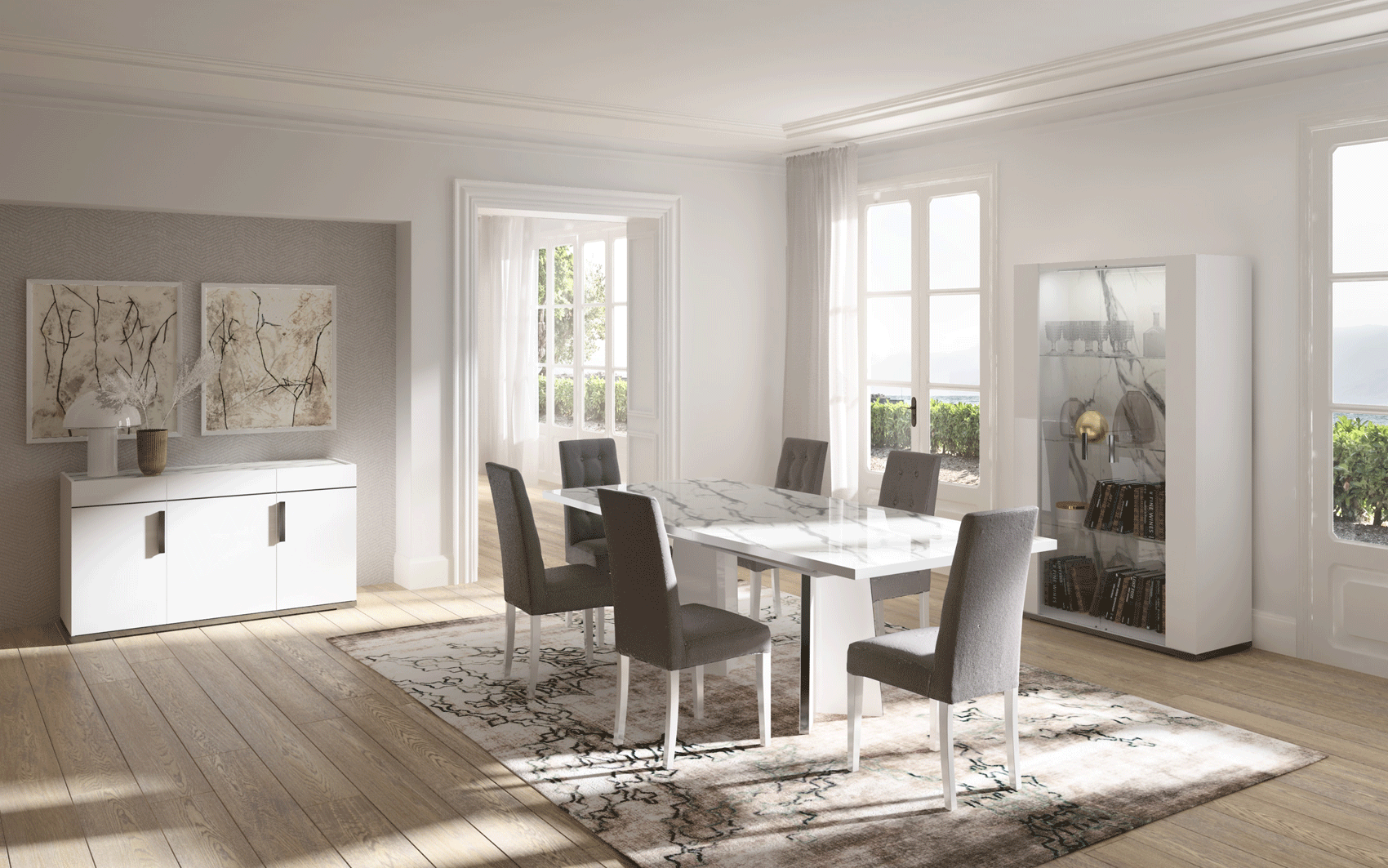 ESF Furniture - Carrara Dining Table With 18'' Extension - CARRARATABLE ESF Furniture