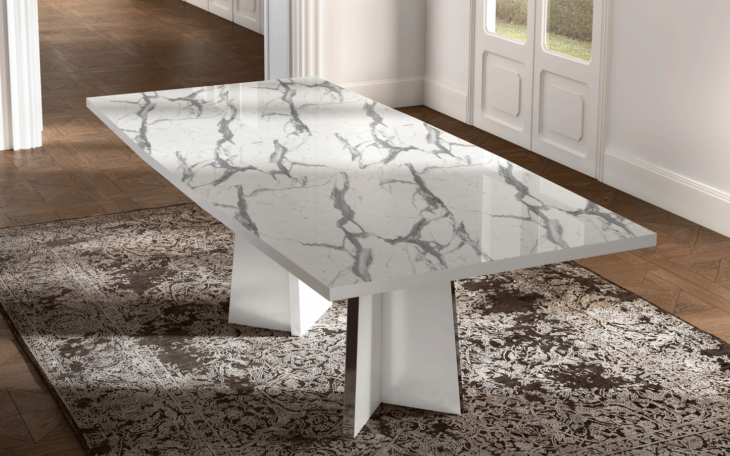 ESF Furniture - Carrara Dining Table With 18'' Extension - CARRARATABLE ESF Furniture