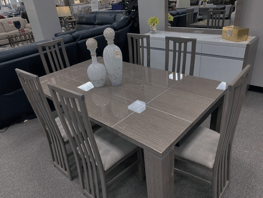 ESF Furniture - Mangano 8 Piece Dining Room Furniture Set in Grey - MANGANOGREY-8SET-6CHAIR ESF Furniture