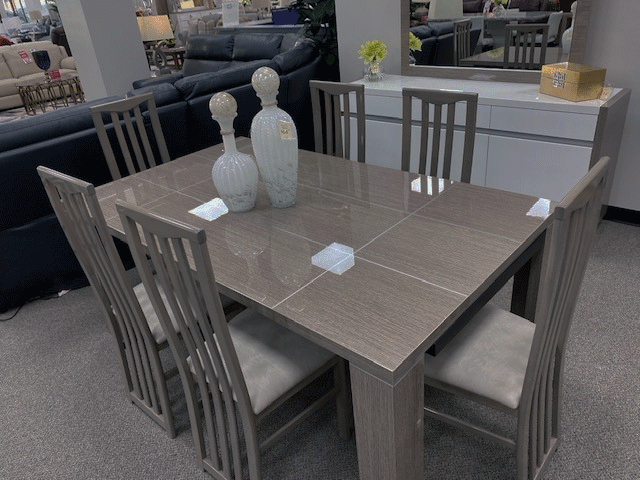 ESF Furniture - Mangano 7 Piece Dining Table Set in Grey - MANGANOGREY-7SET-6CHAIR ESF Furniture