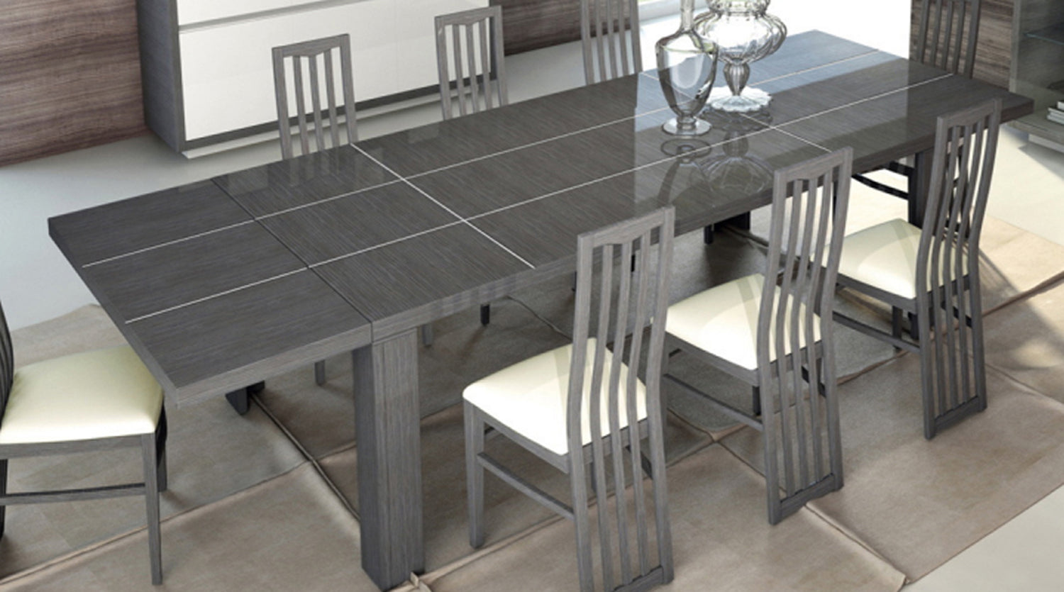 ESF Furniture - Mangano 7 Piece Dining Table Set in Grey - MANGANOGREY-7SET-6CHAIR ESF Furniture