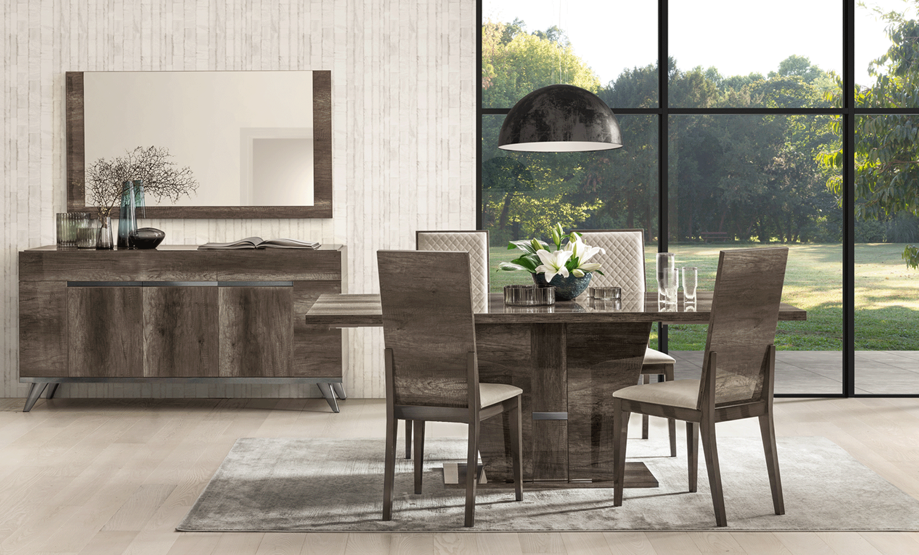 ESF Furniture - Medea 8 Piece Dining Table Set in Oak - MEDEA-8SET-4CHAIR ESF Furniture