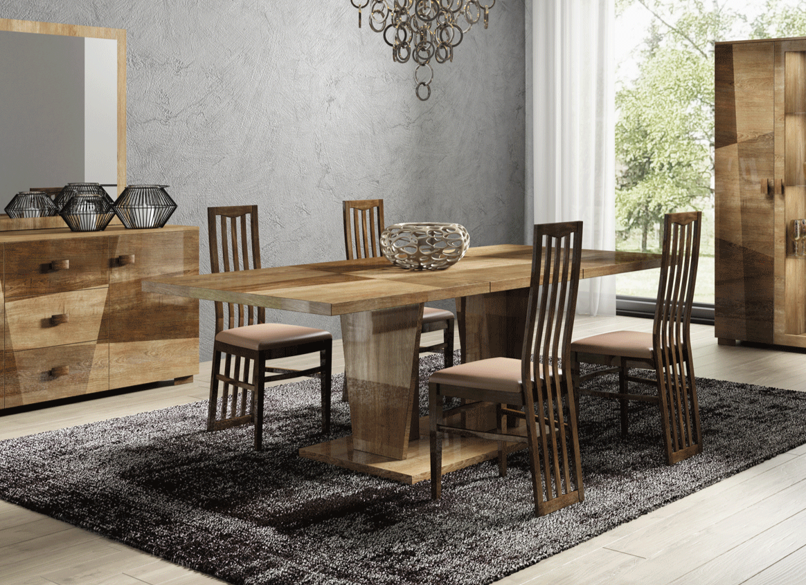 ESF Furniture - Picasso 5 Piece Dining Table Set in High Gloss Lacquer - PICASSO-5SET-4CHAIR ESF Furniture