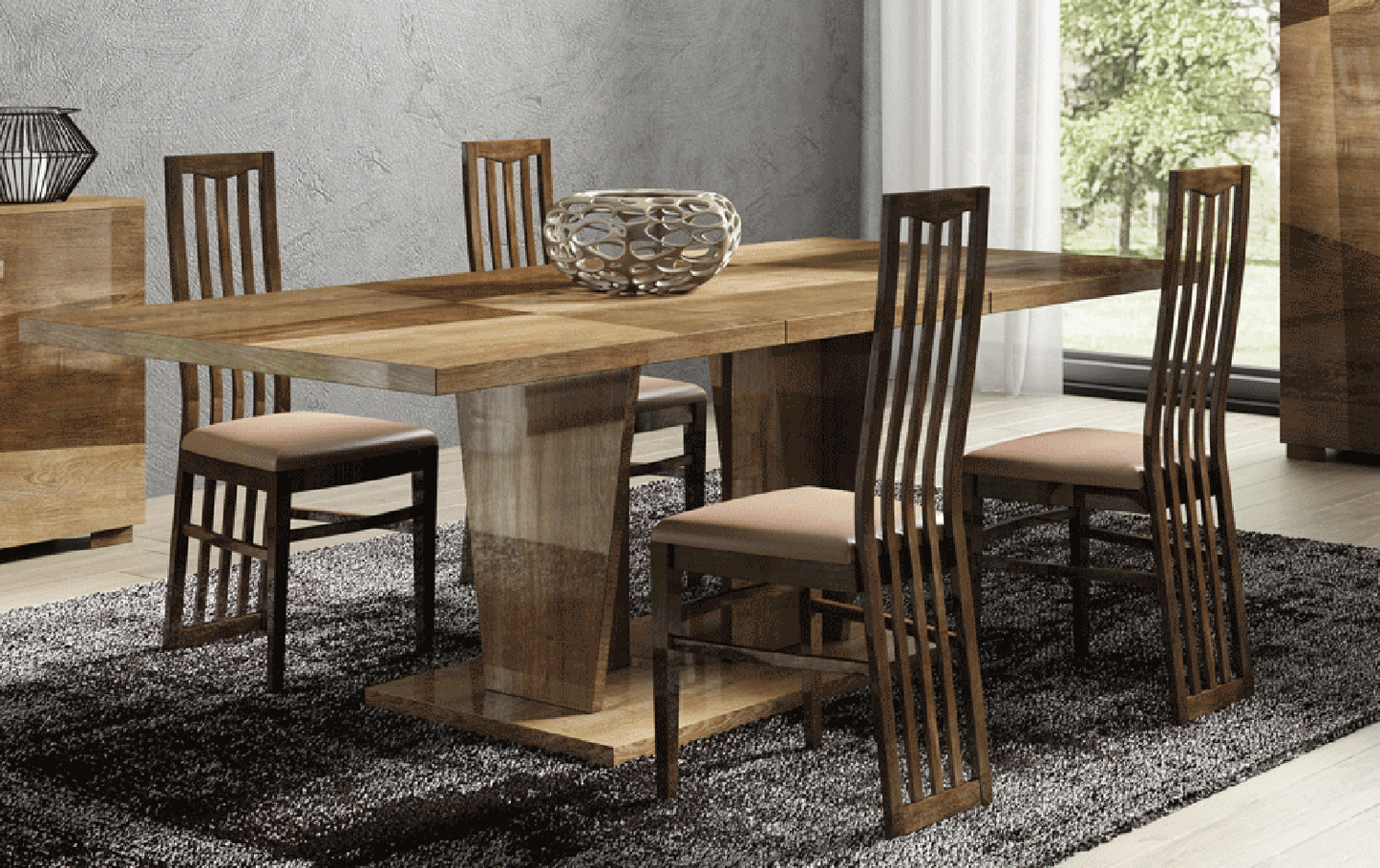 ESF Furniture - Picasso 9 Piece Dining Table Set in High Gloss Lacquer - PICASSO-9SET ESF Furniture