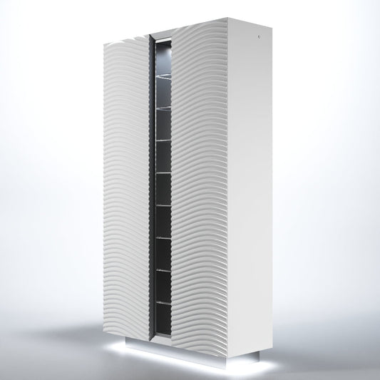 ESF Furniture - Wave 2 Door China with Light in White Matt - WAVECHINAWHITE ESF Furniture