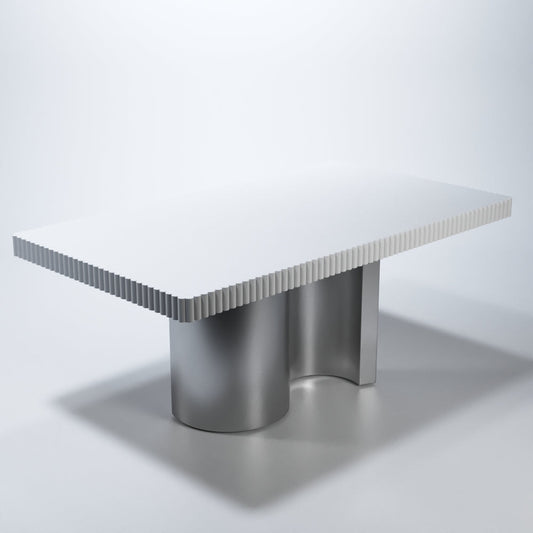 ESF Furniture - Wave Dining table with 2 Extension in White Matt - WAVETABLEWHITE ESF Furniture