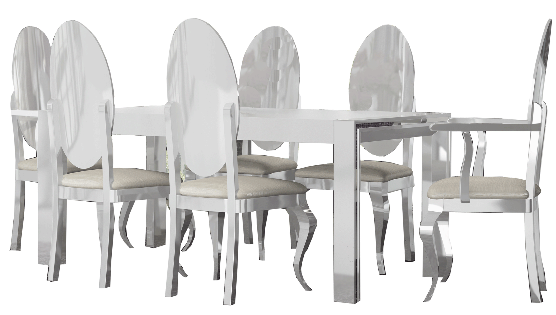 ESF Furniture - Carmen White Dining Table with Extension - CARMENTABLEWHITE ESF Furniture