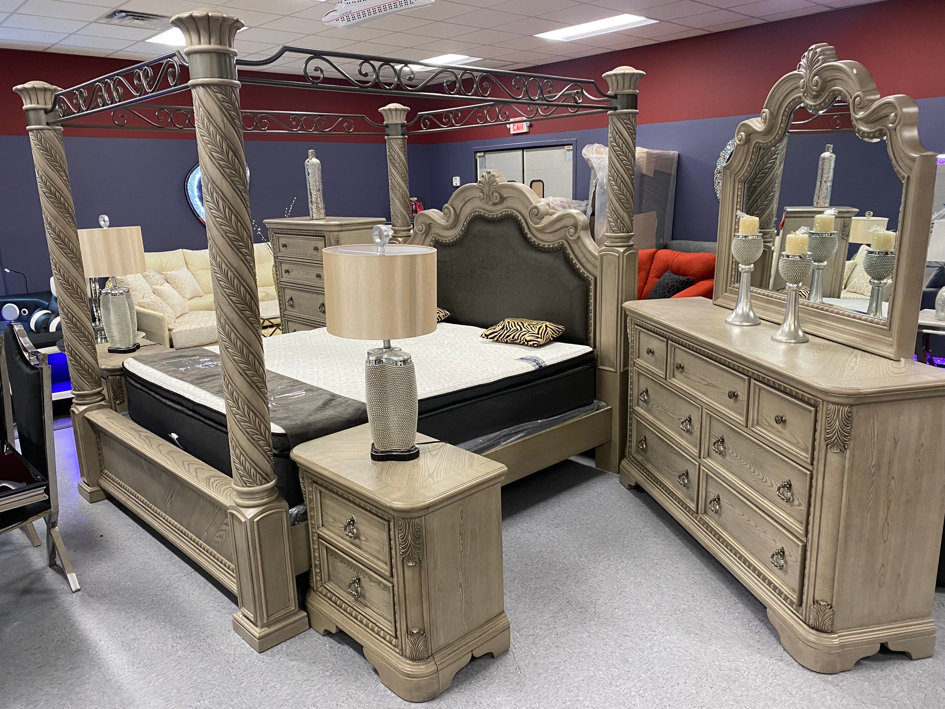 Coventry King Canopy 7pc Bedroom Collection Bernards Furniture