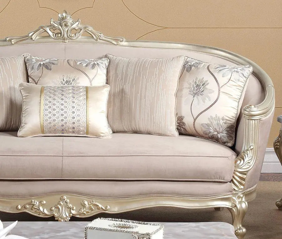 Elanor Traditional Sofa and Loveseat in Champagne Wood Finish by Cosmos Furniture Cosmos Furniture