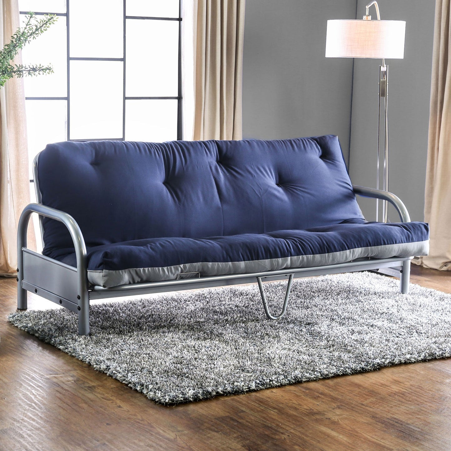 Aksel Black/Red Futon Mattress, Navy & Gray FOA East