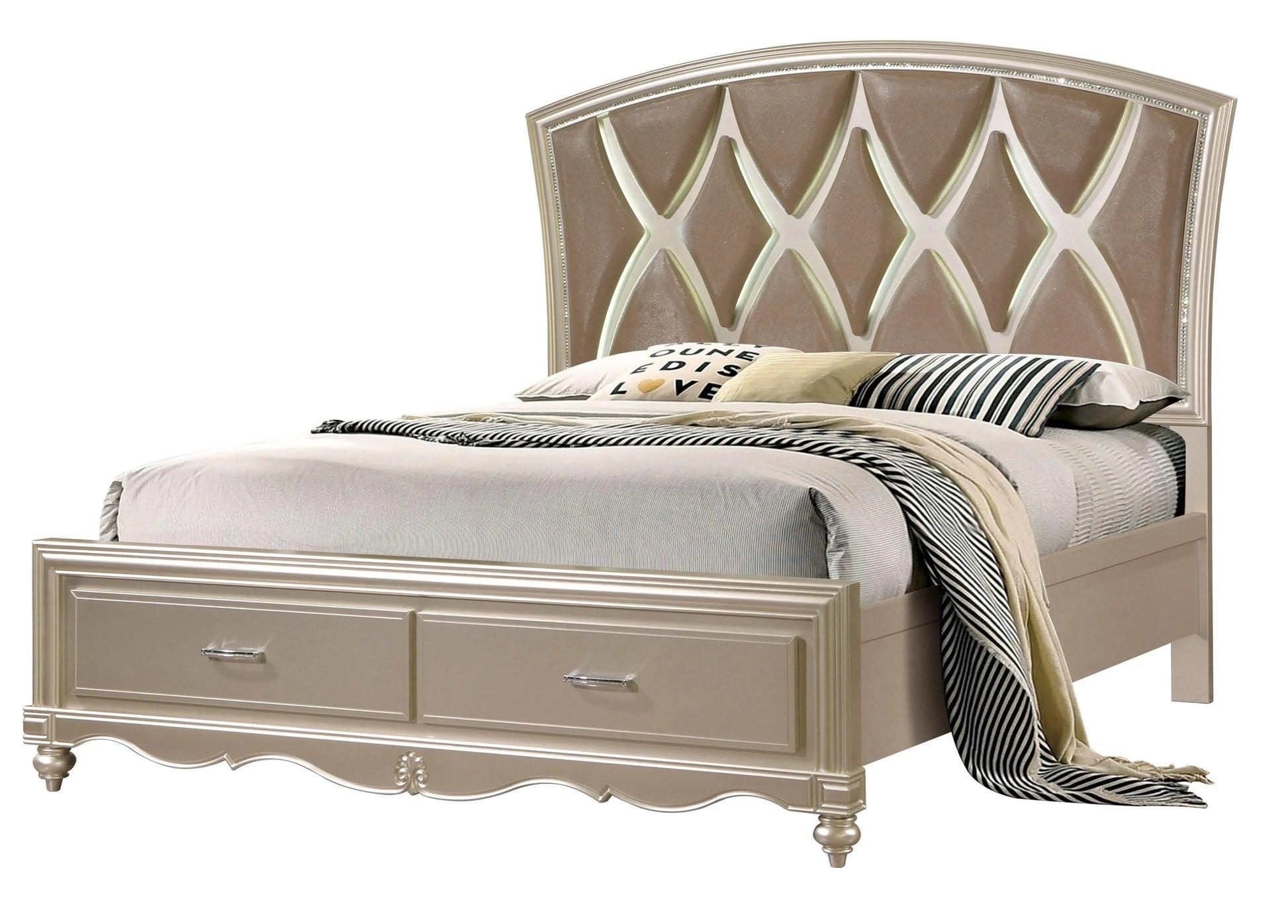 Faisal 6Pc Traditional Bedroom Set in Champagne Finish by Cosmos Furniture Cosmos Furniture