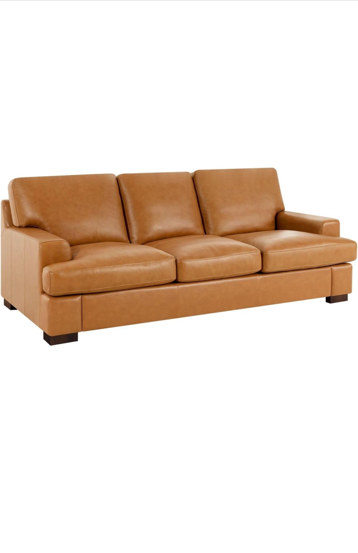 Genuine Cognac Leather (Sofa) Premium Luxurious Comfort Down Filled Cushions House to Home Furnishings LLC