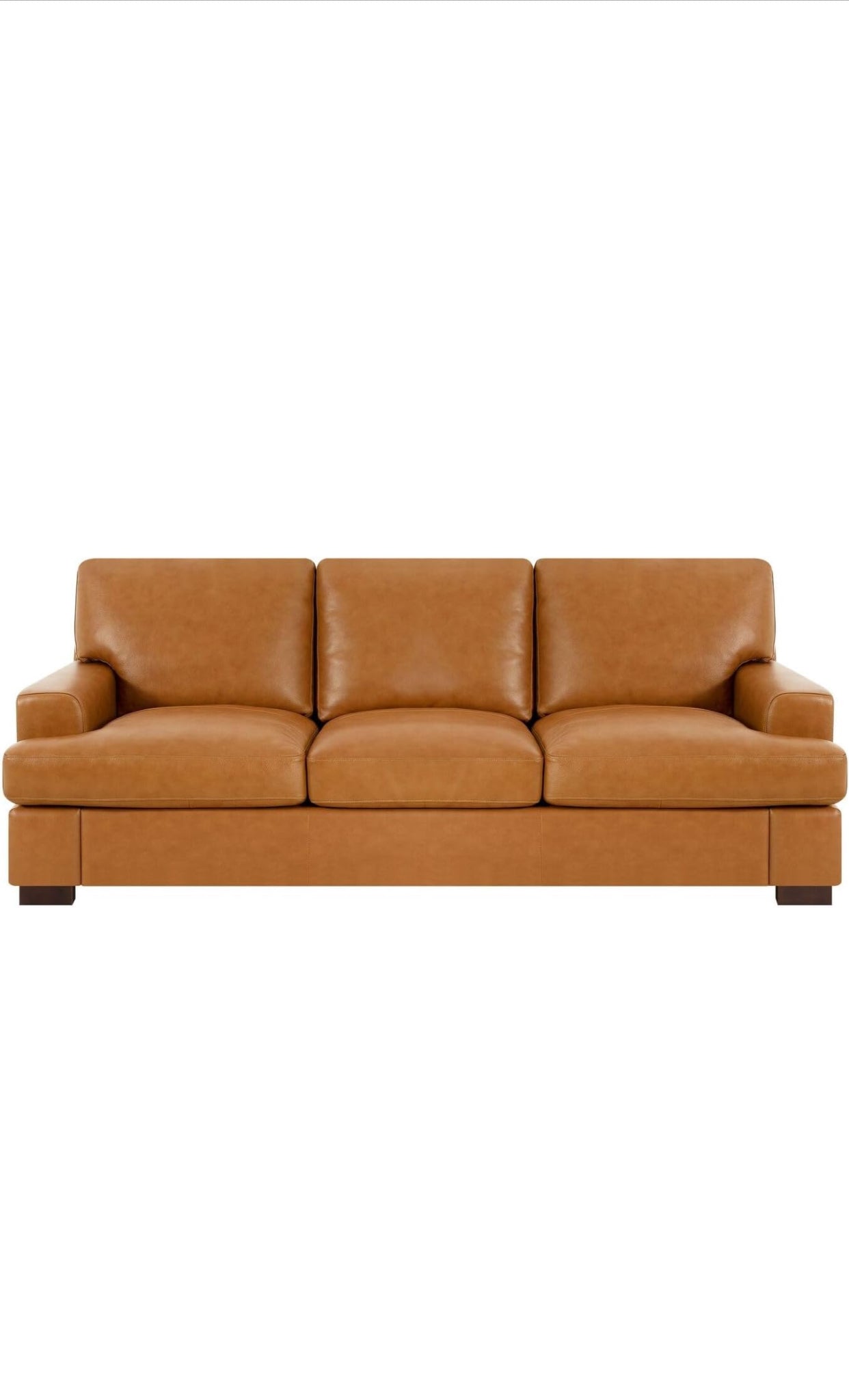 Genuine Cognac Leather Sofa Premium Down Filled Cushions House to Home Furnishings LLC