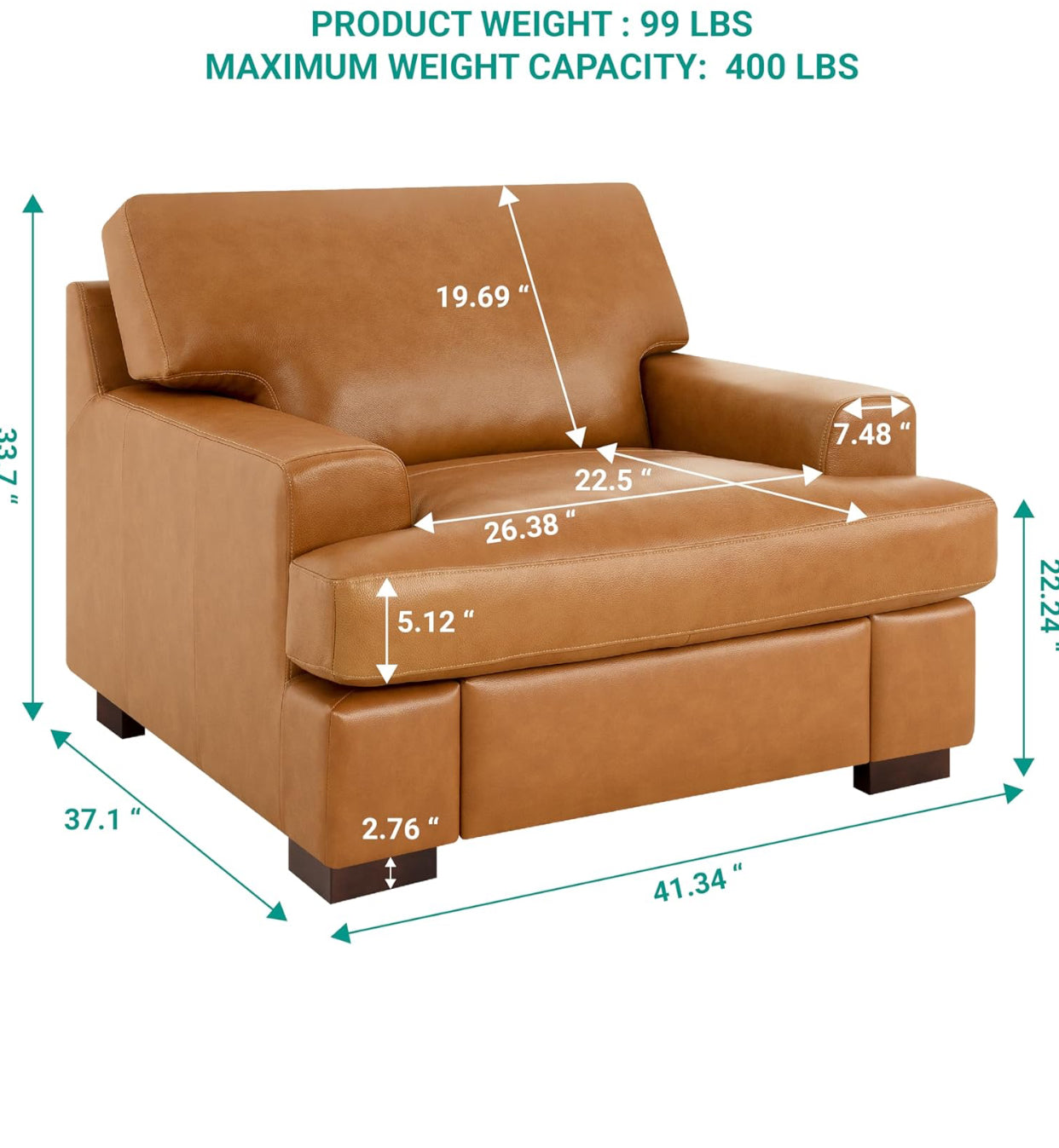 Genuine 3pc Cognac Leather (SOFA,LOVE SEAT & CHAIR) Premium Down Filled Cushions House to Home Furnishings LLC