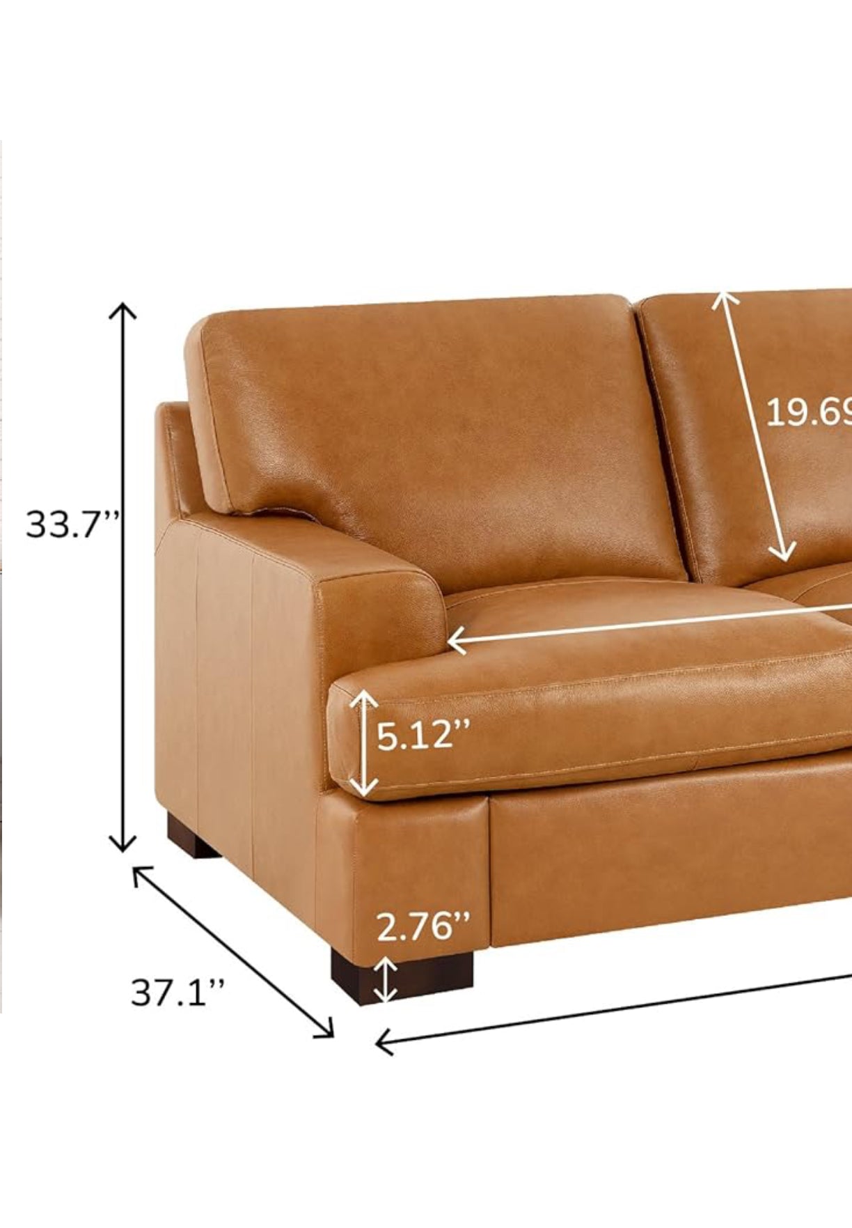 Genuine Cognac Leather (Sofa) Premium Luxurious Comfort Down Filled Cushions House to Home Furnishings LLC