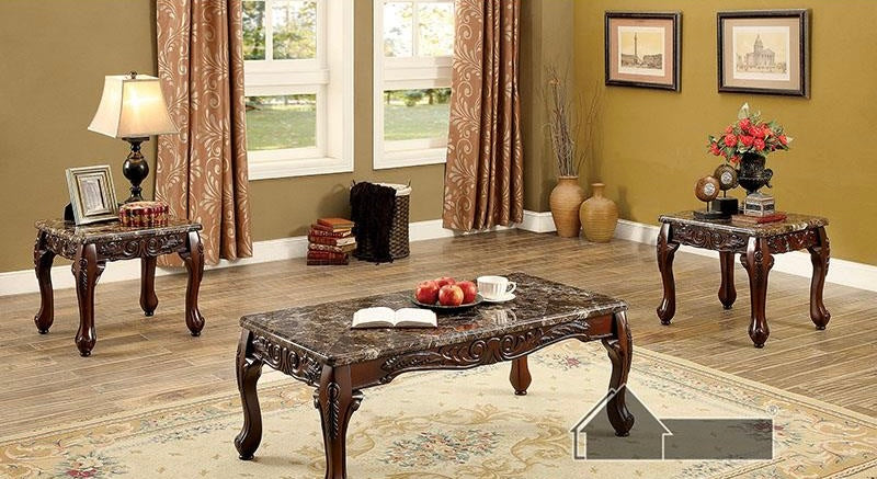 LECHESTER Dark Oak/Ivory 3 Pc. Coffee Table Set FOA East