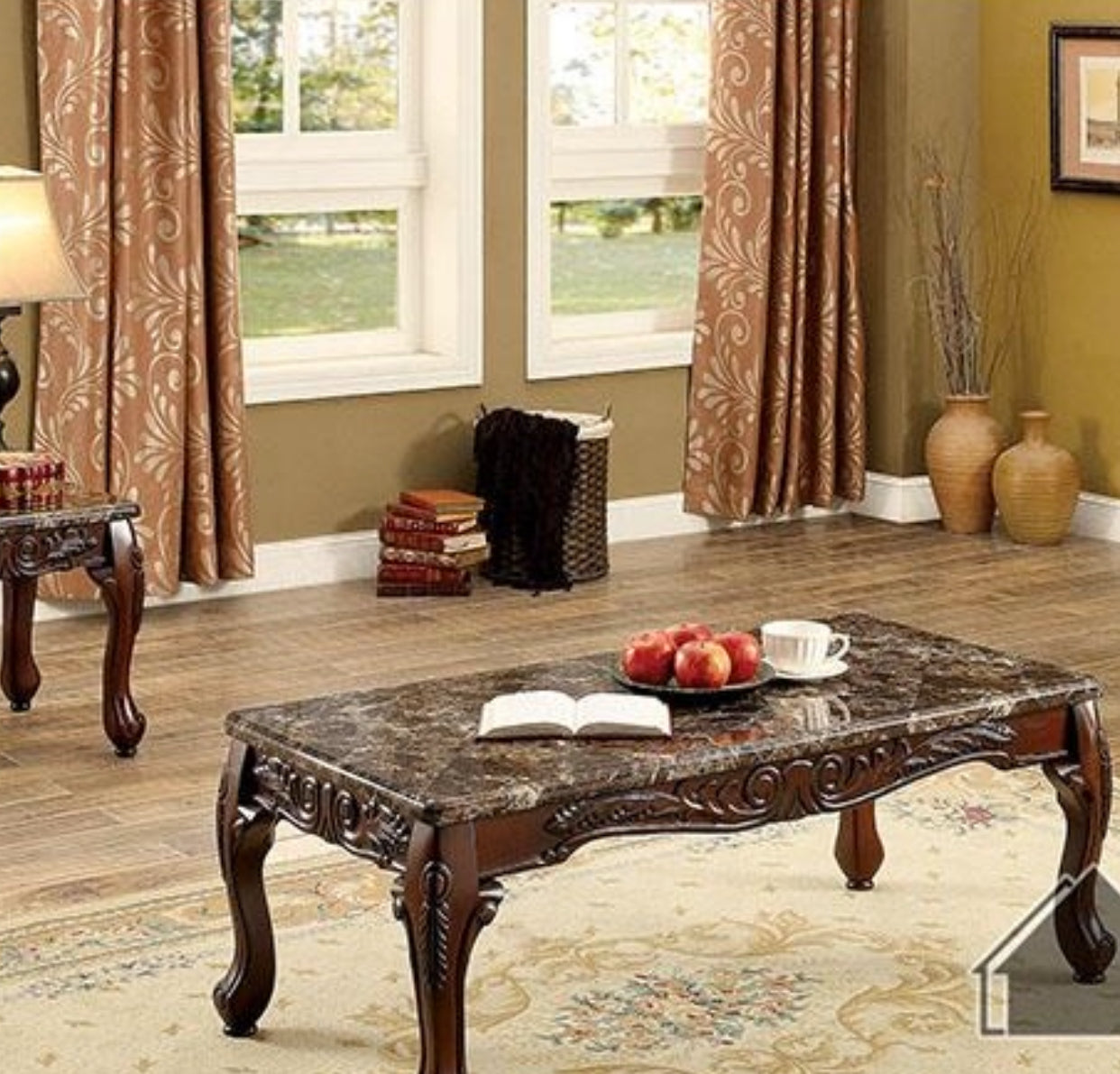 LECHESTER Dark Oak/Ivory 3 Pc. Coffee Table Set FOA East