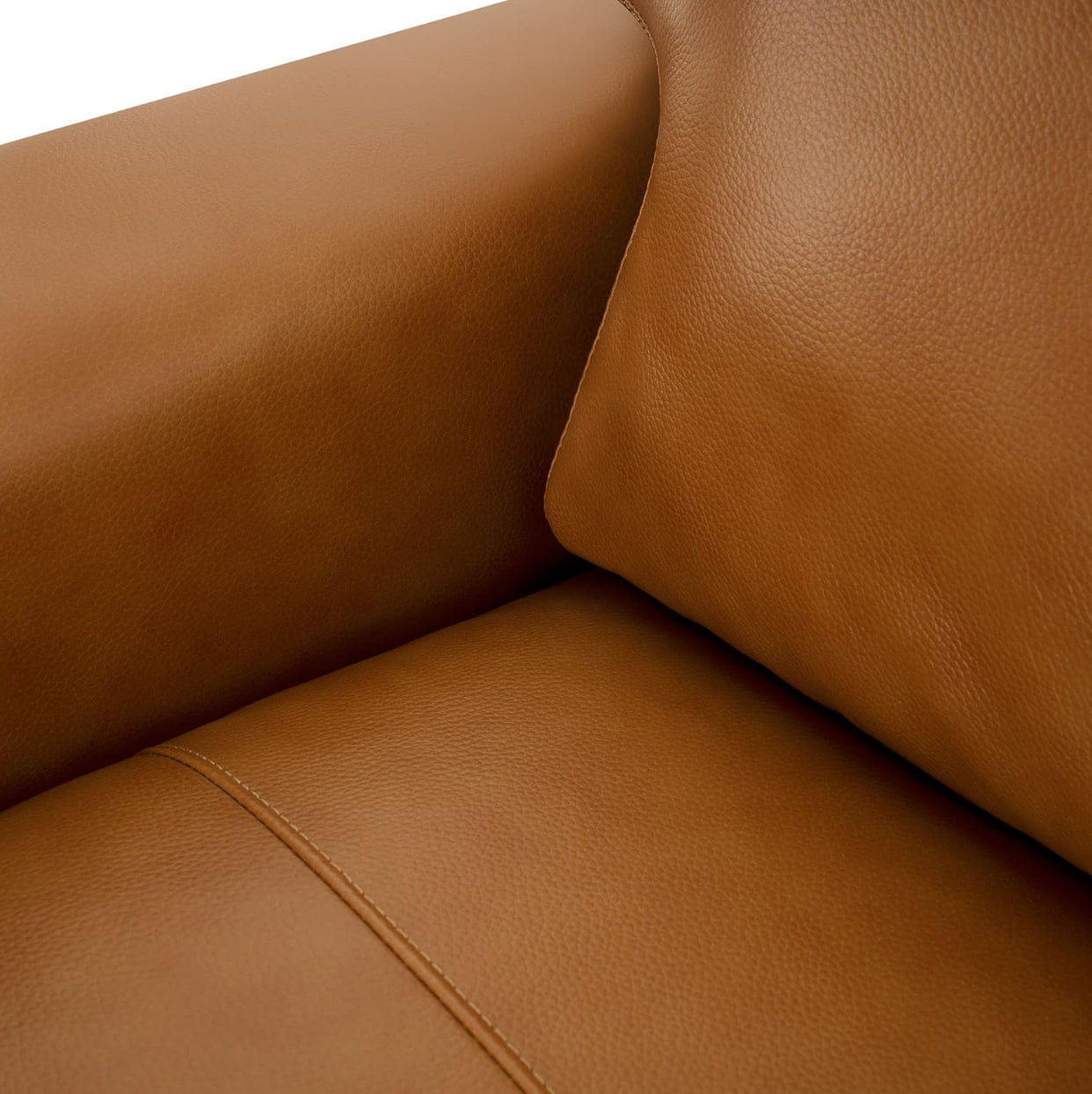 Genuine Cognac Leather (Sofa) Premium Luxurious Comfort Down Filled Cushions House to Home Furnishings LLC