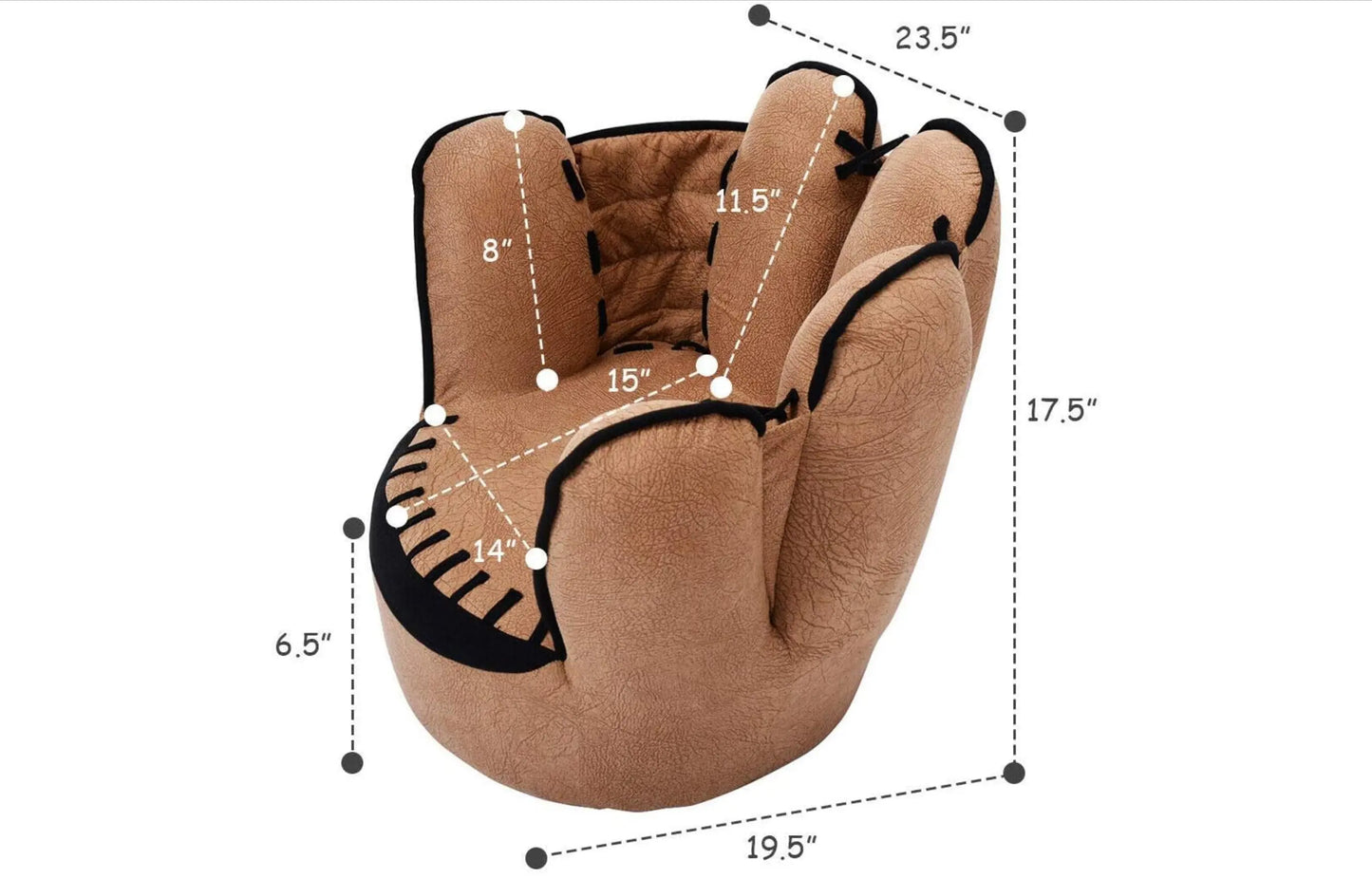 All Star Baseball: Brown Glove Chair, Detailed Glove Stitching Kids Chair ACME East