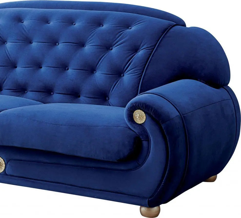 Giza Contemporary Sofa and Loveseat in Luxury Dark Blue Velour Color by ESF Furniture ESF Furniture