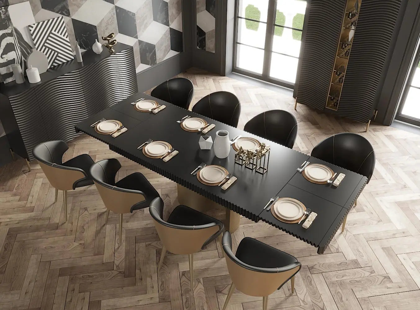 Glam Shiny Dining Room Set by ESF Furniture ESF Furniture