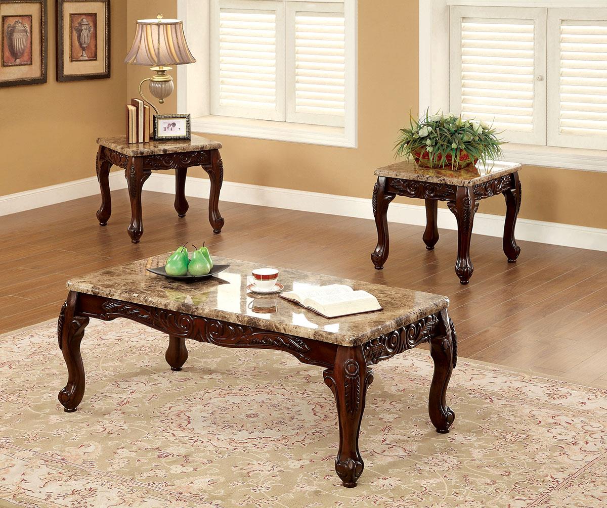 Lechester Dark Oak/Brown 3 Pc. Coffee Table Set FOA East