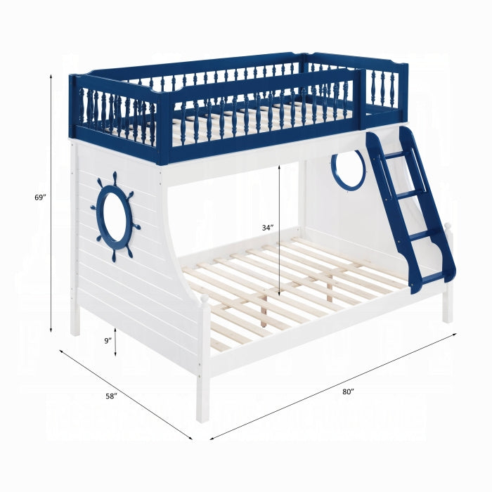 NAUTIA Blue/White Twin/Full Bunk Bed FOA East