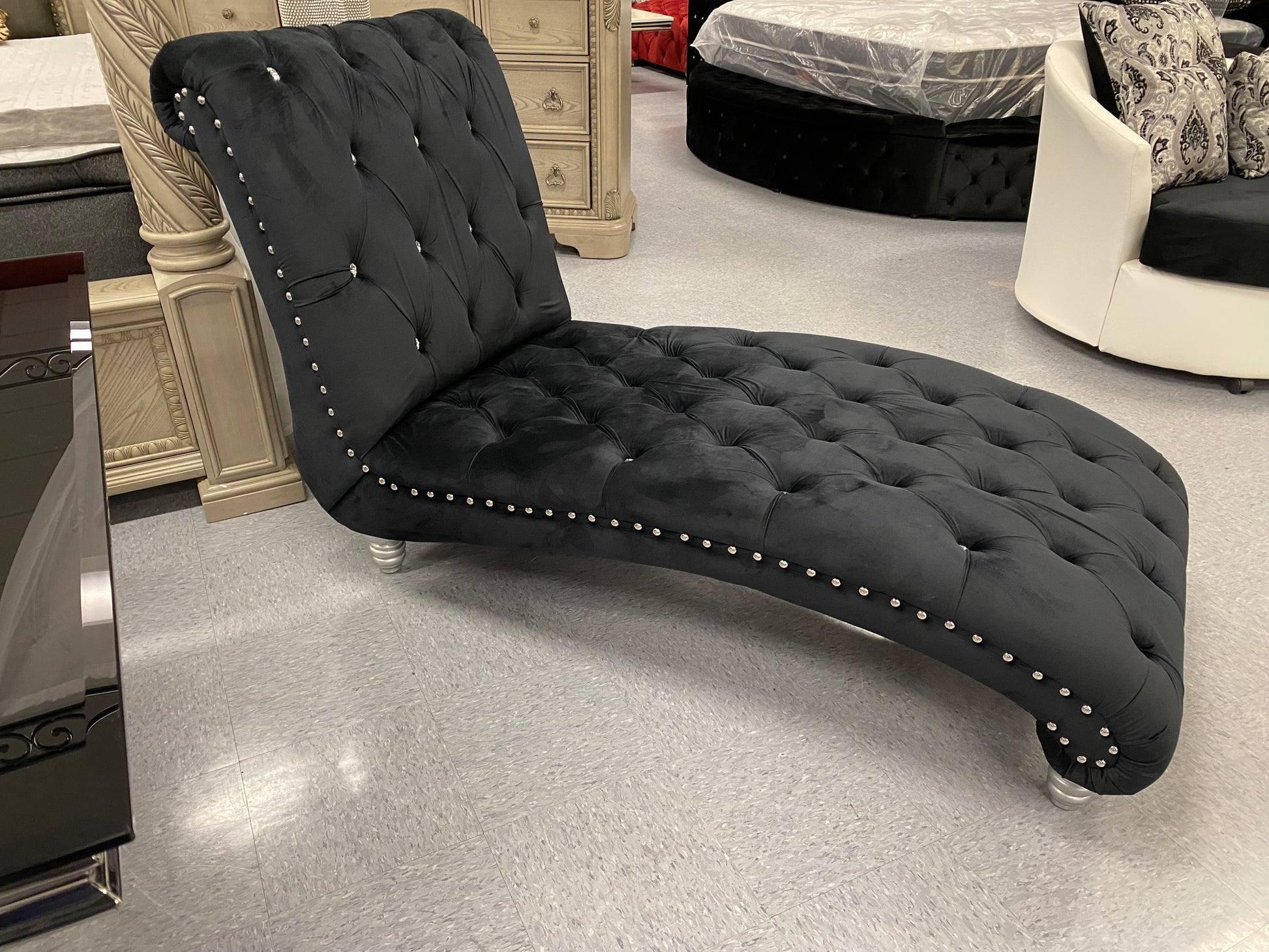 CRISTAL ROYALE Upholstered Sectional Sofa in Ebony BLACK Premium Chanel Velvet Fabric ** Available In Over 500 in house Colors and Patterns to Choose From, ** Custom Made To Order ** Design It Your Way House to Home Furnishings LLC