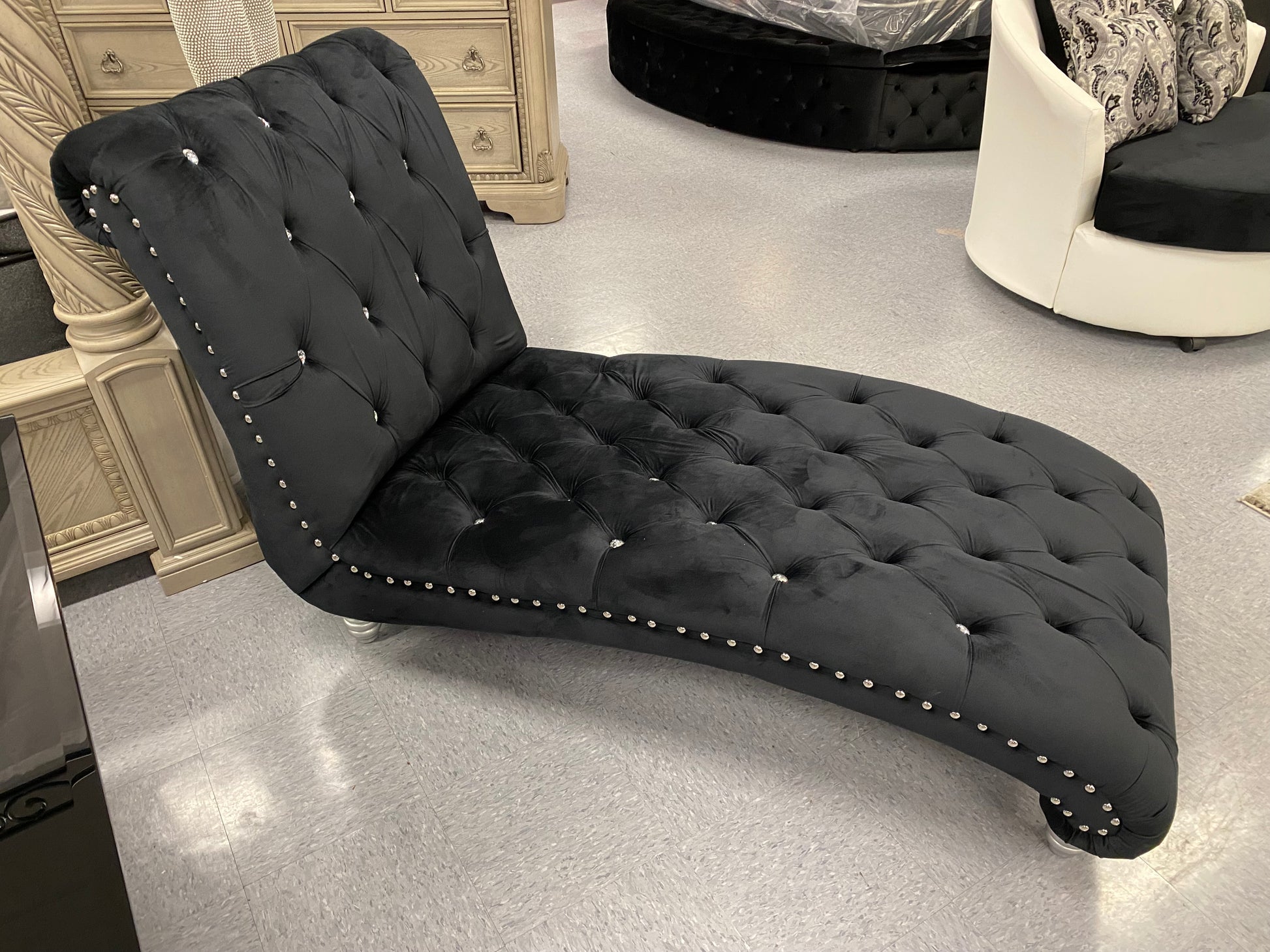 CRISTAL ROYALE Upholstered Sectional Sofa in Ebony BLACK Premium Chanel Velvet Fabric ** Available In Over 500 in house Colors and Patterns to Choose From, ** Custom Made To Order ** Design It Your Way House to Home Furnishings LLC