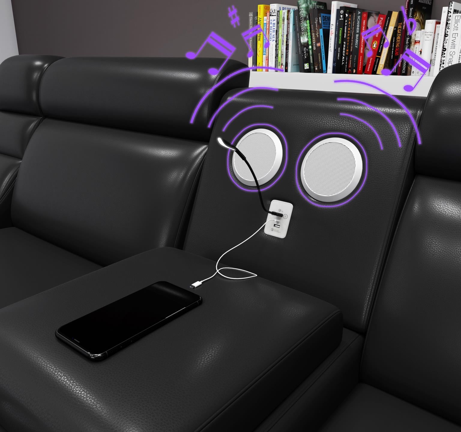 VISCOTTI 🔊“Bluetooth Speaker” 🔊Home Theater Sectional Sofa with LED LIGHTING 💡 & USB 🔌Charging Ports 🔌 Titanic