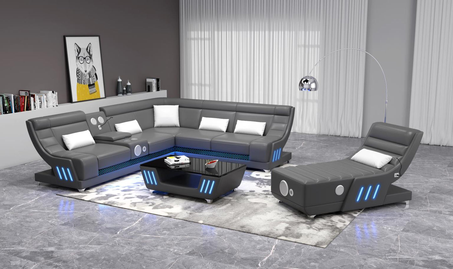 VISCOTTI 🔊“Bluetooth Speaker” 🔊Home Theater Sectional Sofa with LED LIGHTING 💡 & USB 🔌Charging Ports 🔌 Titanic