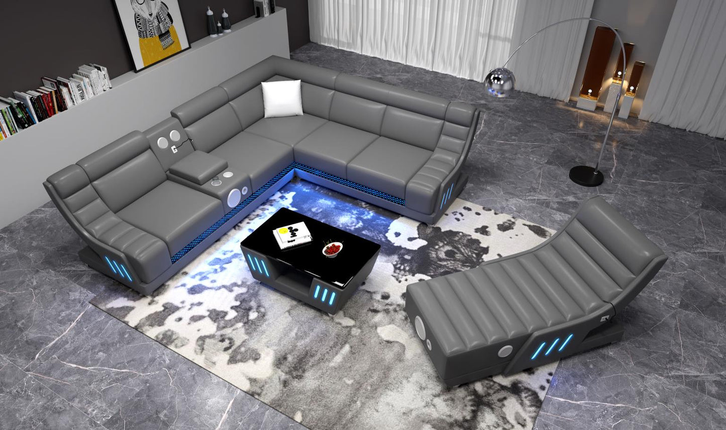 VISCOTTI 🔊“Bluetooth Speaker” 🔊Home Theater Sectional Sofa with LED LIGHTING 💡 & USB 🔌Charging Ports 🔌 Titanic