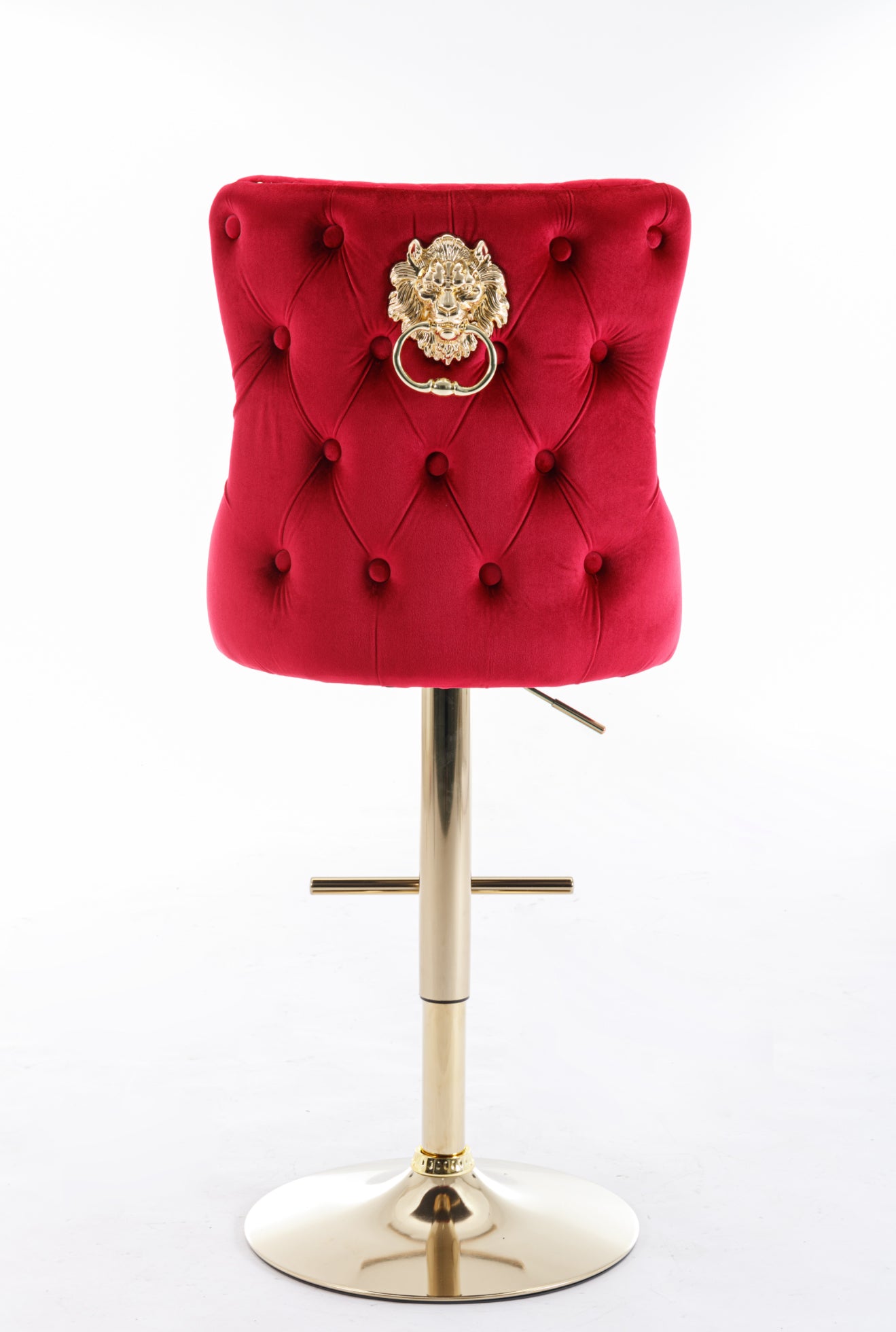 Lion Head Velvet Tufted Swiveling Nail Head Bar Stools (Premium Gold Lion Head & Base) House to Home Furnishings LLC