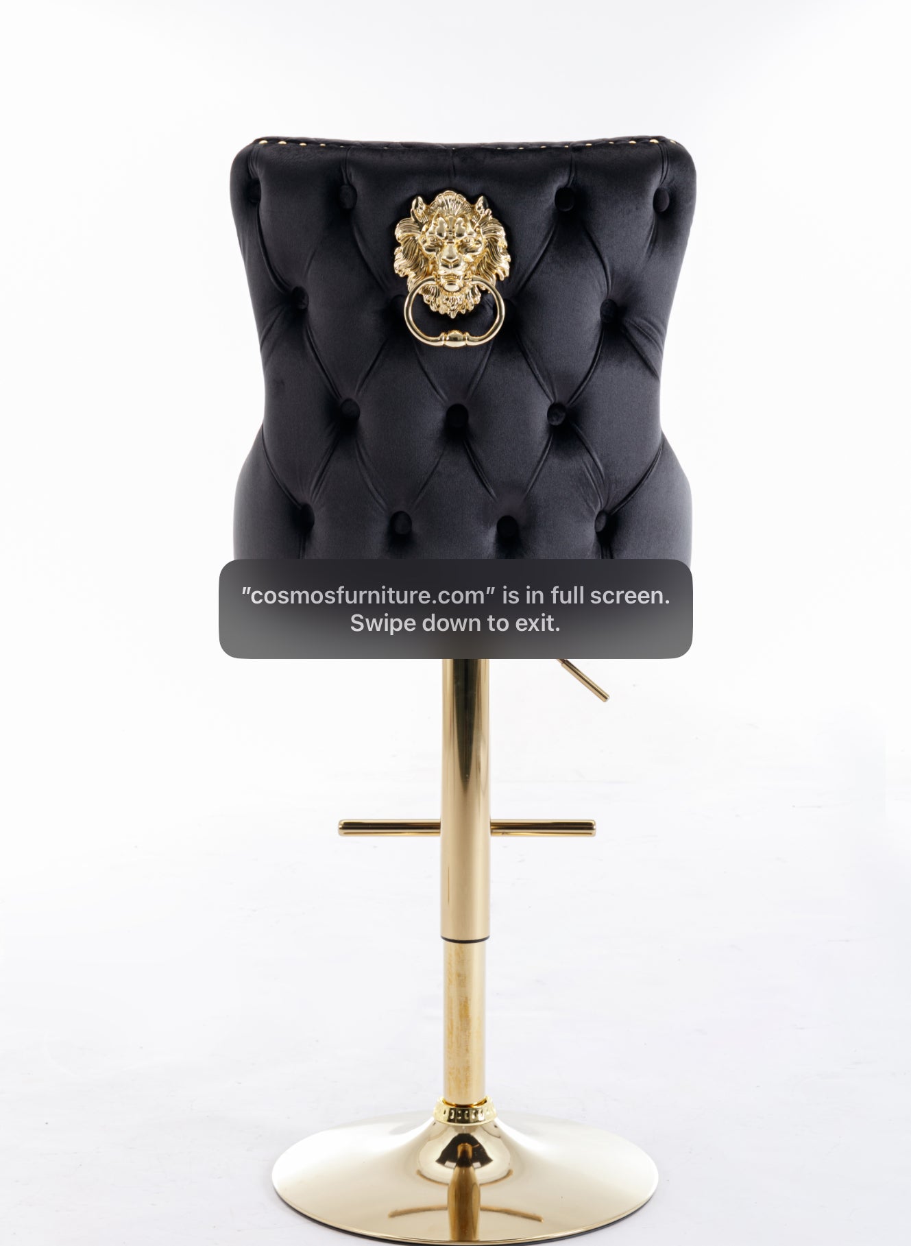 Lion Head Velvet Tufted Swiveling Nail Head Bar Stools (Premium Gold Lion Head & Base) House to Home Furnishings LLC