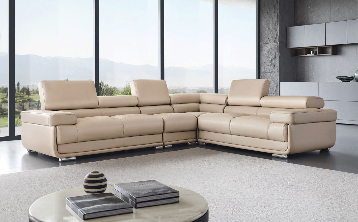 2119 Modern “Italian Top Grain Leather” Sectional with Adjustable Headrest by ESF Furniture ESF Furniture