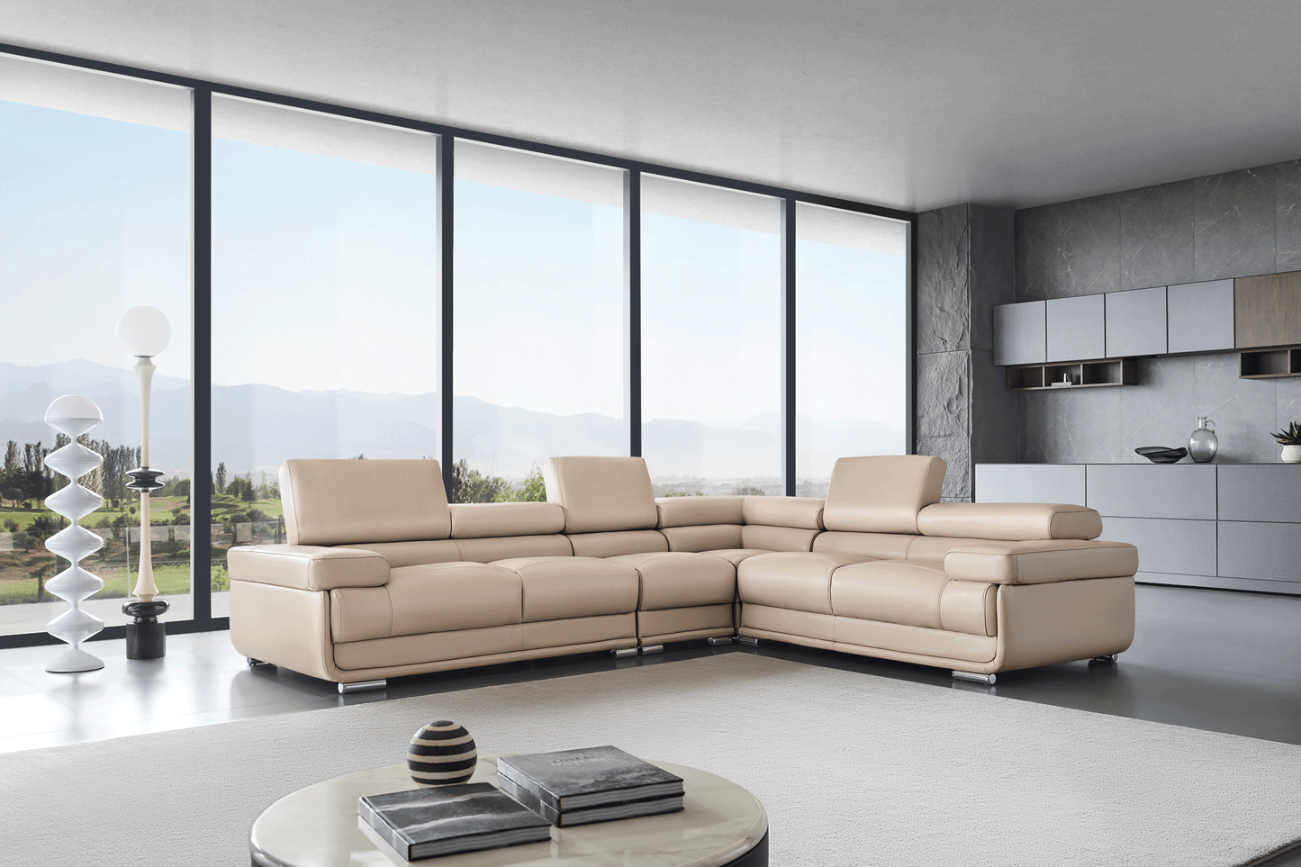 2119 Modern “Italian Top Grain Leather” Sectional with Adjustable Headrest by ESF Furniture ESF Furniture