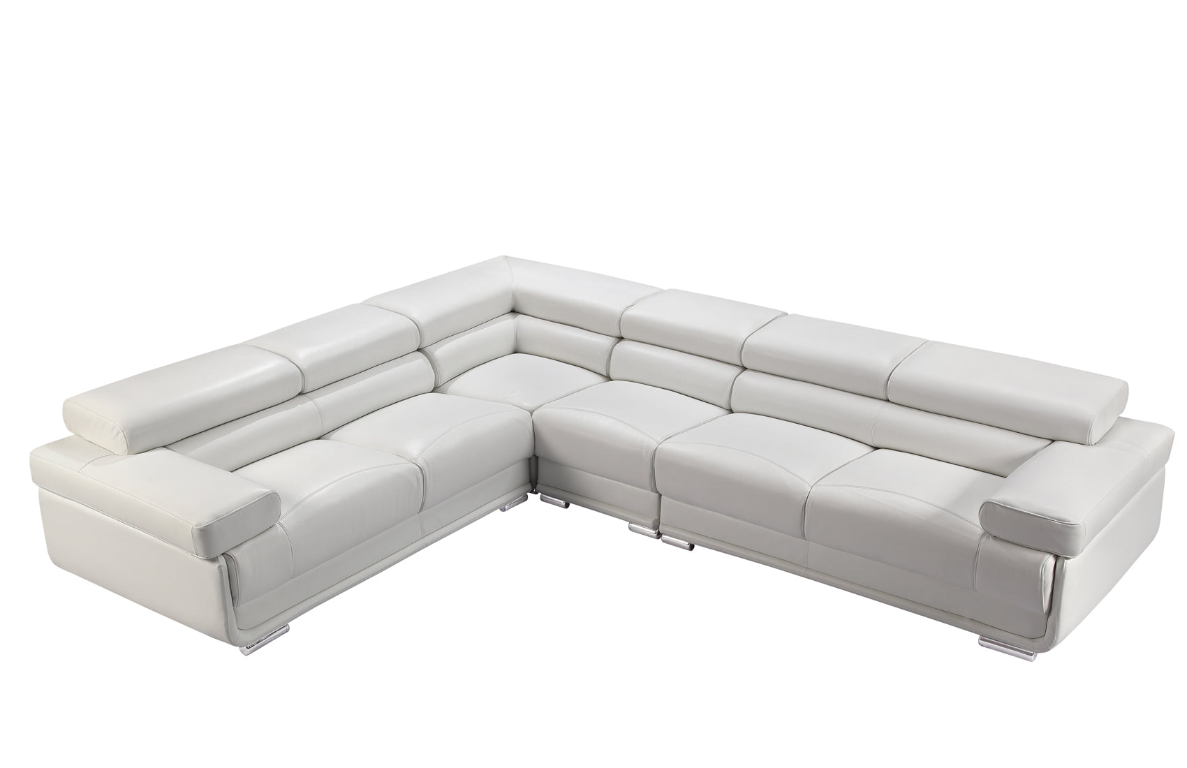 ESF Furniture Top Grain Italian Leather  2119 Sectional in White with Adjustable Headrest ESF Furniture