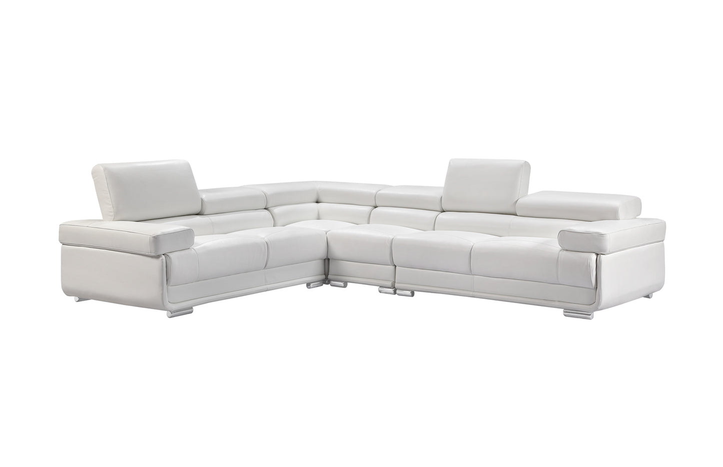 ESF Furniture Top Grain Italian Leather  2119 Sectional in White with Adjustable Headrest ESF Furniture