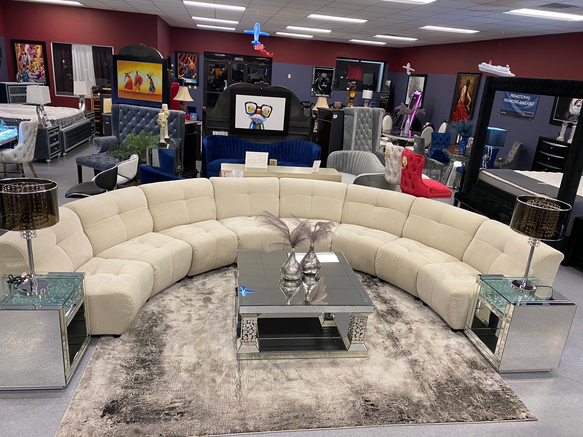 Eclipse Half Moon Custom Ivory White Modular Sectional Sofa, Customizable to Any Size House to Home Furnishings LLC