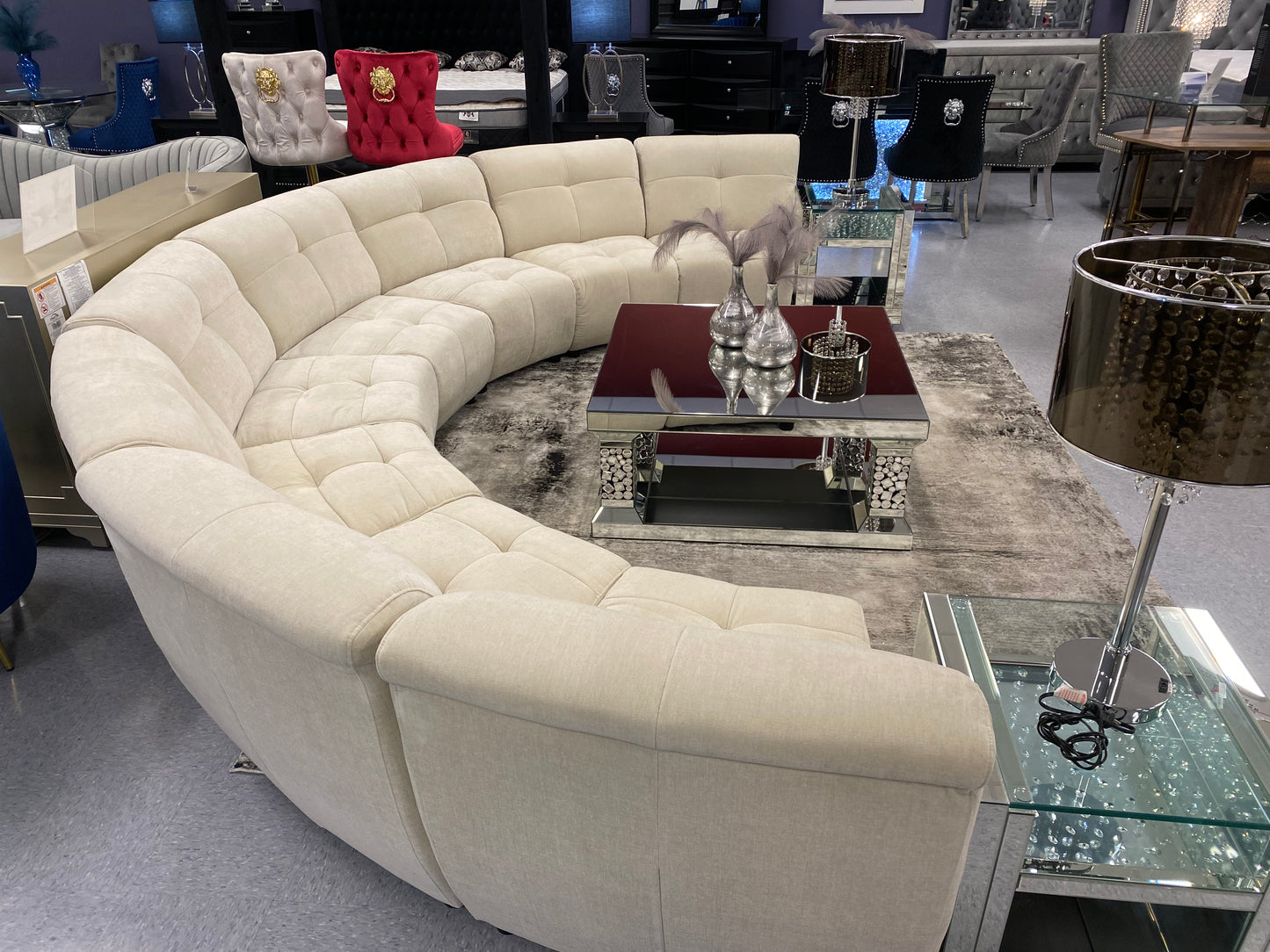 Eclipse Half Moon Custom Ivory White Modular Sectional Sofa, Customizable to Any Size House to Home Furnishings LLC