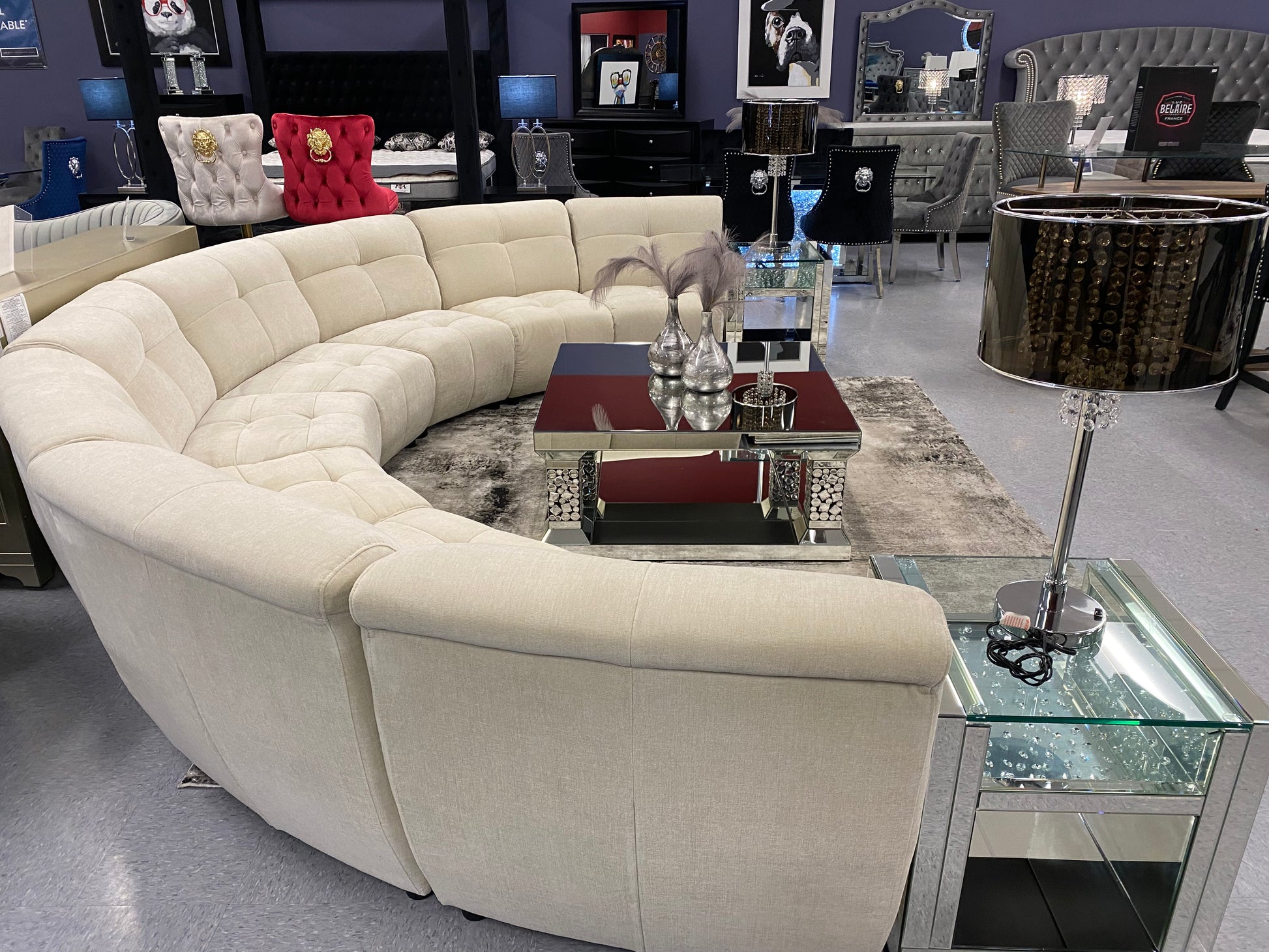 Eclipse Half Moon Custom Ivory White Modular Sectional Sofa, Customizable to Any Size House to Home Furnishings LLC