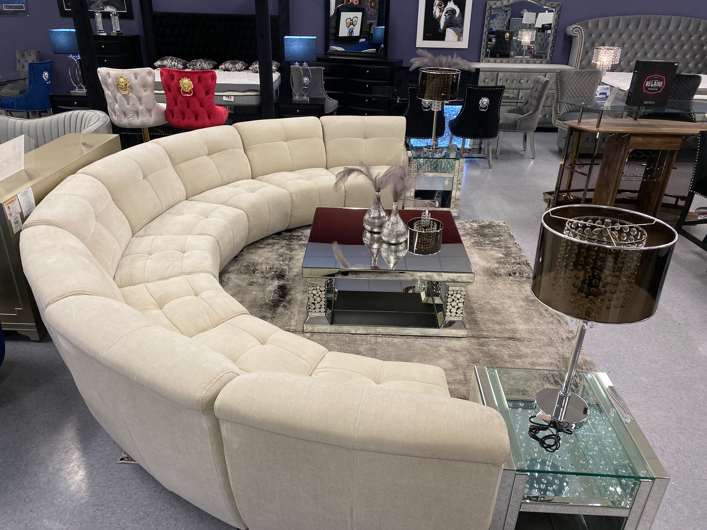 Eclipse Half Moon Custom Ivory White Modular Sectional Sofa, Customizable to Any Size House to Home Furnishings LLC