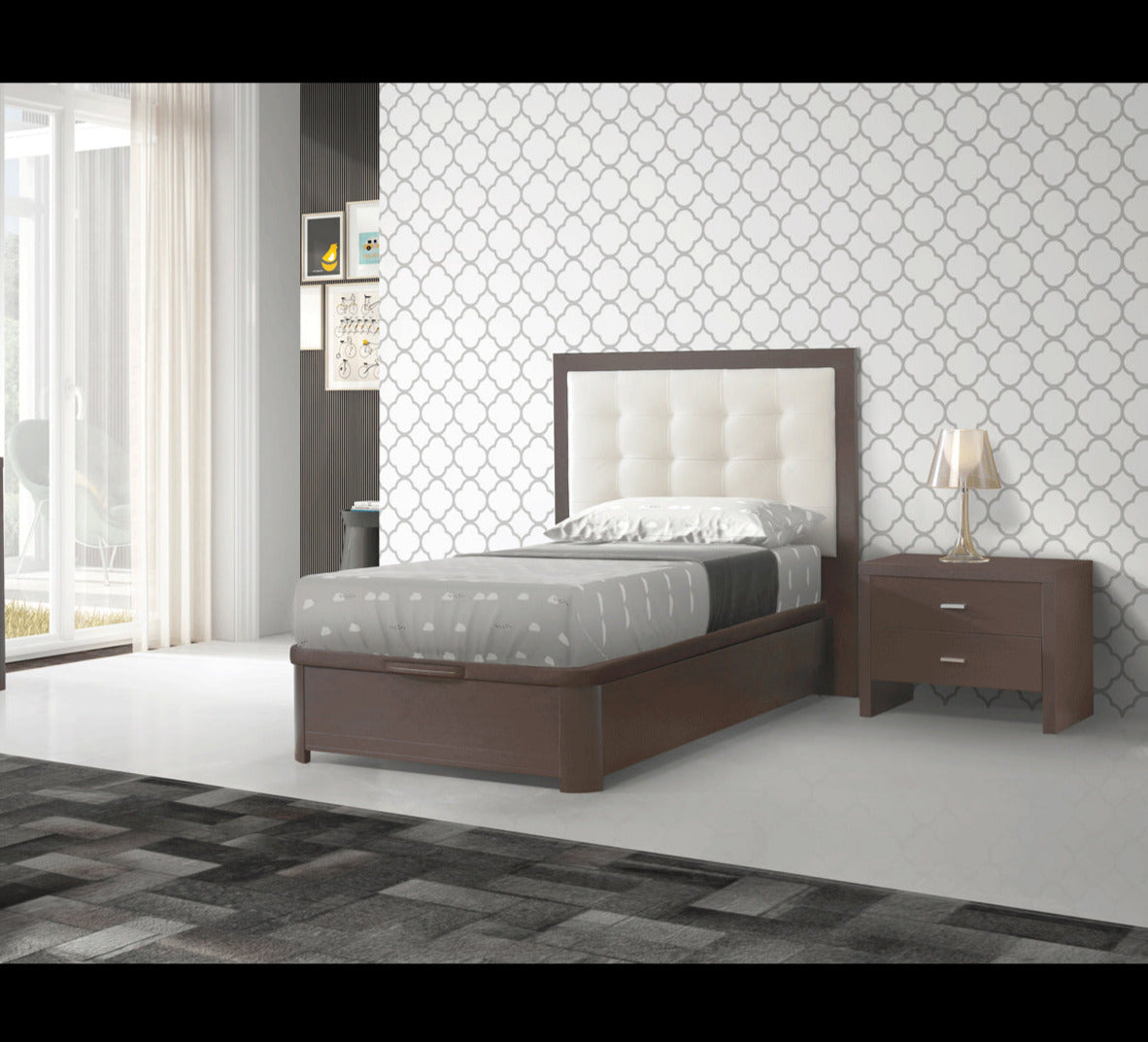 ESF Furniture - Regina 2 Piece Storage Full Size Bedroom Set in Wenge - REGINABEDFS-2SET ESF Furniture